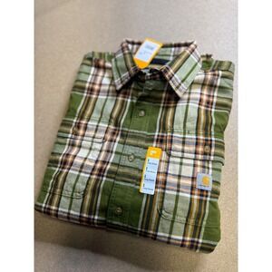 Carhartt Men Loose Fit Plaid Flannel Long Sleeve Button Up Shirt Large NWT $89‎